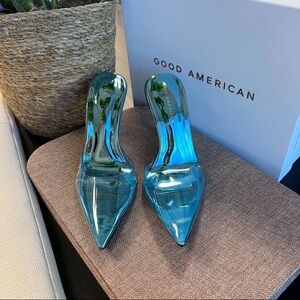 New Good American Cinderrella Blue Heels